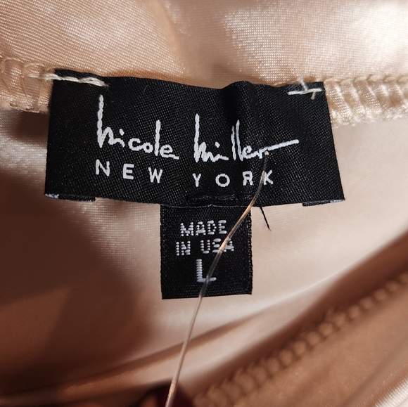 Nicole Miller Champagne Satin Pull On Midi Skirt Size Large New - Picture 3 of 14